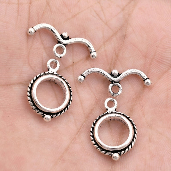 Antique Silver Plated Toggle T Bar Clasps - 20x15mm