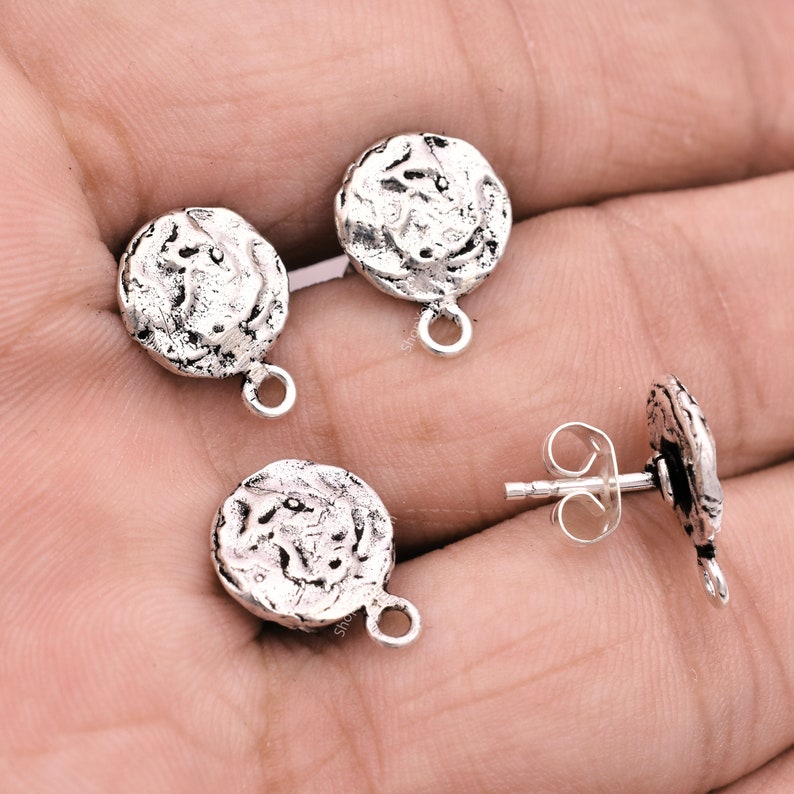 Antique Silver Plated Hammered Earring Studs
