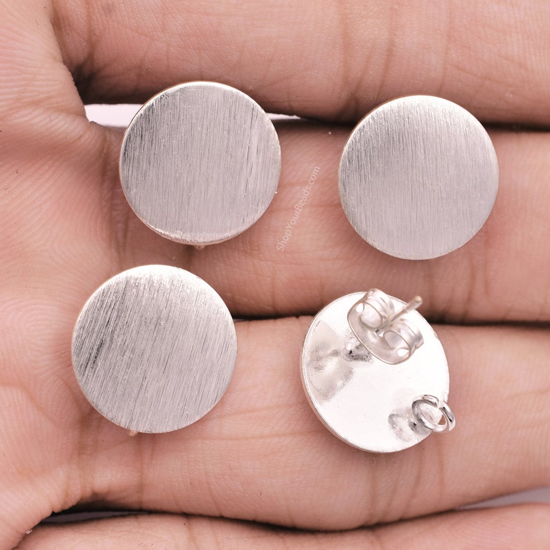 Silver Plated Round Brushed Earring Studs