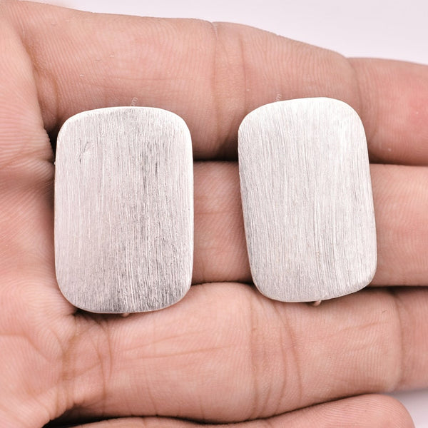 Silver Plated Rectangular Earring Studs