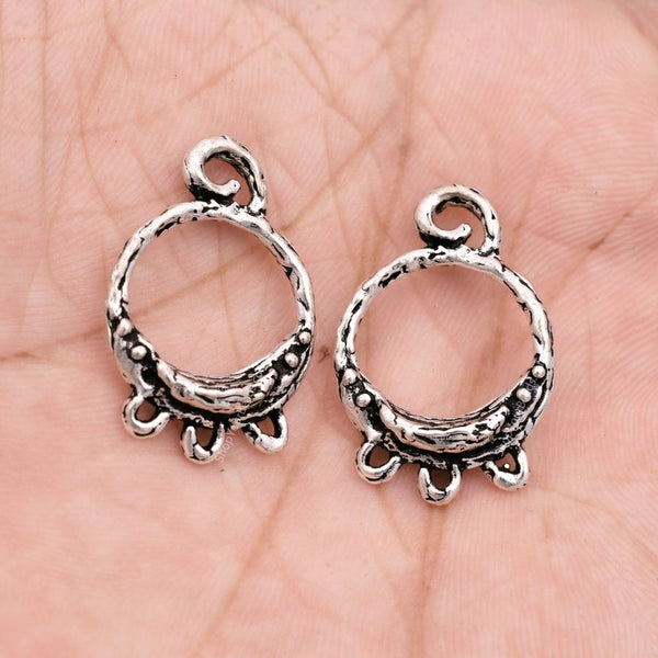 Antique Silver Plated Earring Connector Chandelier Charms