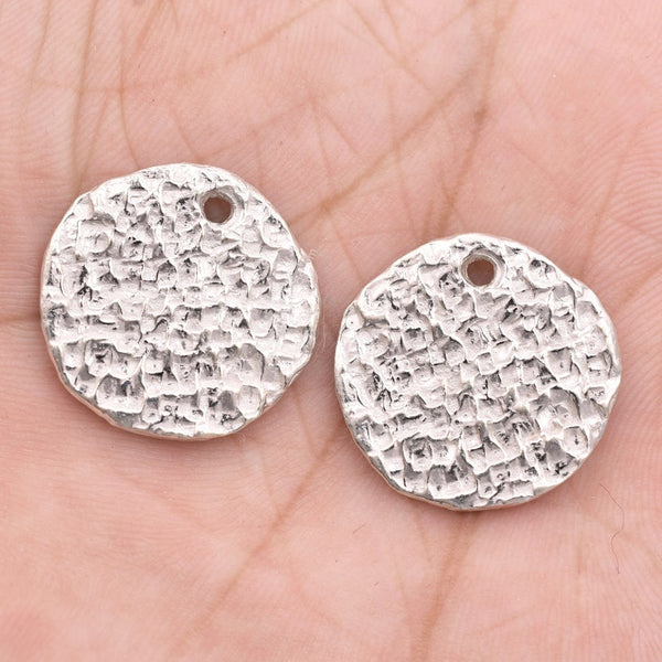 Silver Plated Hammered Flat Stamping Blank Charms