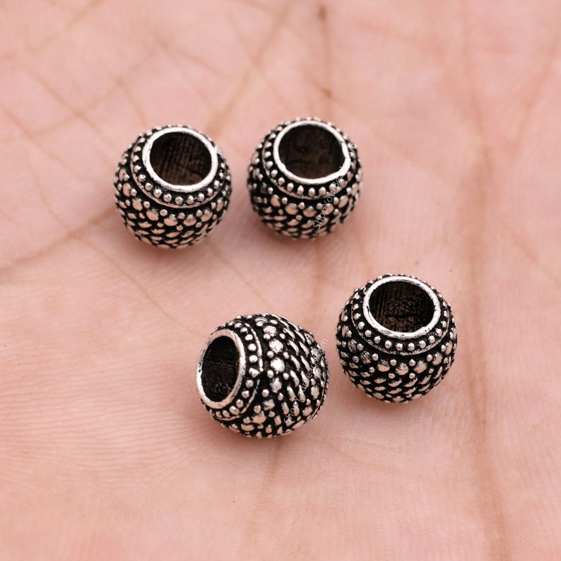 Antique Silver Plated Bali Barrel Beads - 7x8mm