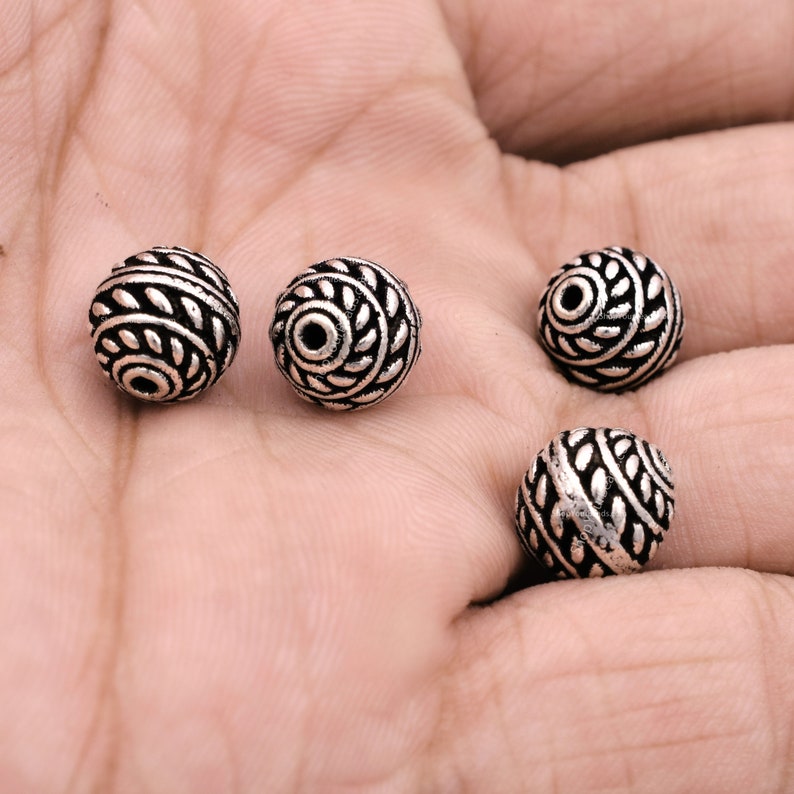 10mm Antique Silver Plated Bali Ball Spacer Beads