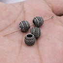 Antique Silver Plated Bali Barrel Beads - 7x8mm