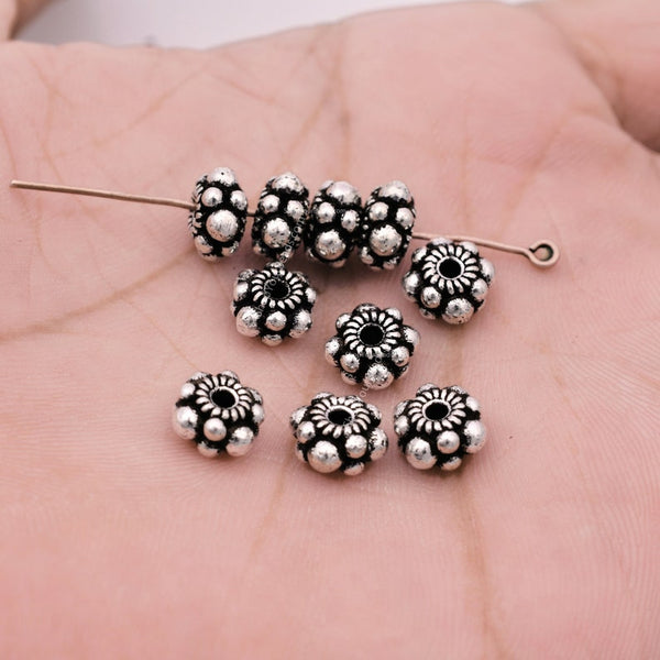 8mm Antique Silver Plated Bali Spacer Beads