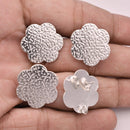 Silver Plated Textured Floral Earring Studs