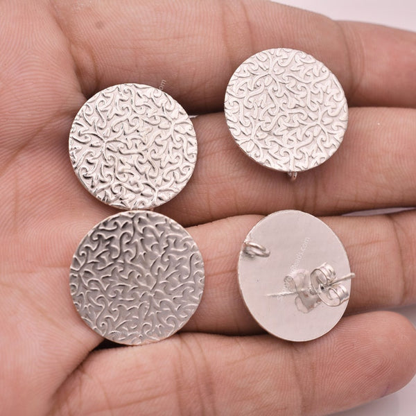 Silver Plated Filigree Textured Earring Studs