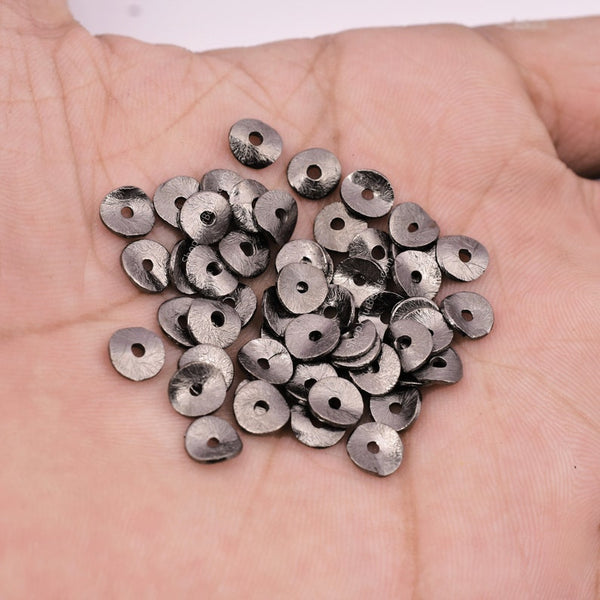 Gunmetal Black Plated Wavy Disc Spacer Beads - 6mm