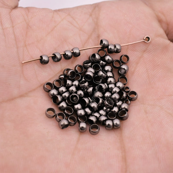 Black Plated Crimp Bead Components -3mm