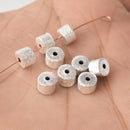 Silver Plated Cylinder Barrel Drum Beads - 6x4mm