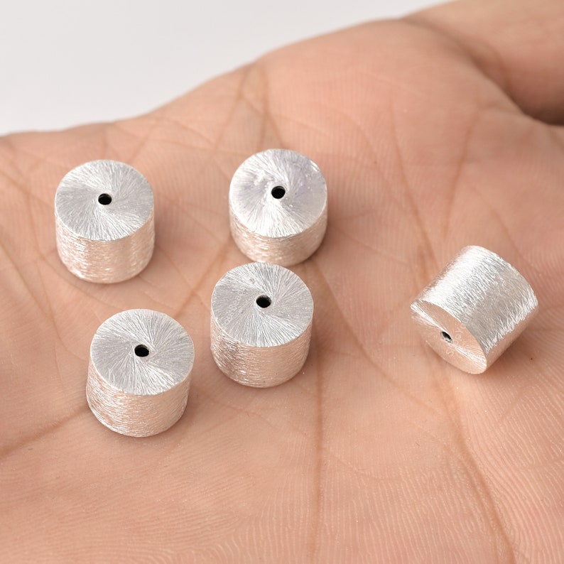 Silver Plated Cylinder Barrel Drum Beads - 8x10mm