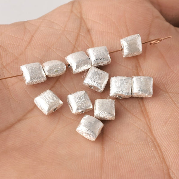 Silver Plated 6mm Square Cushion Spacer Beads