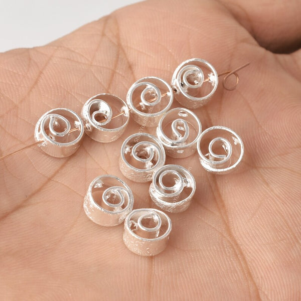 Silver Plated Spiral Spacer Beads - 8mm