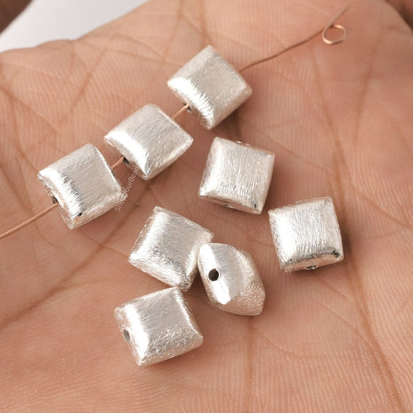 Silver Plated 8mm Square Cushion Spacer Beads