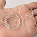 Silver Plated Earring Wire Hoop Hooks - 32mm