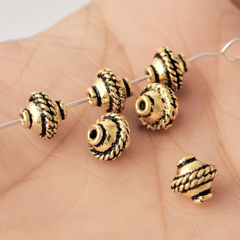 8mm Antique Gold Plated Bali Spacer Beads