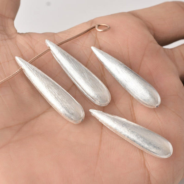 Silver Plated Tear Drop Spacer Beads - 37mm