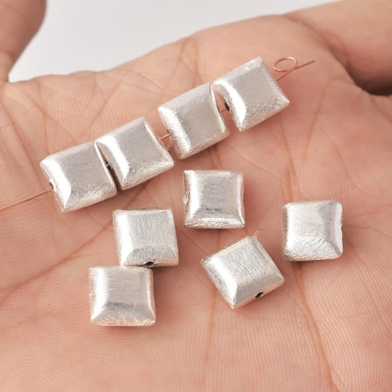 Silver Plated 10mm Square Cushion Spacer Beads