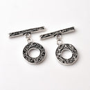 Antique Silver Plated Bali Toggle Clasps - 23x18mm