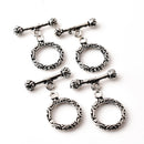 Antique Silver Plated Bali Toggle T Bar Clasps - 22x17mm