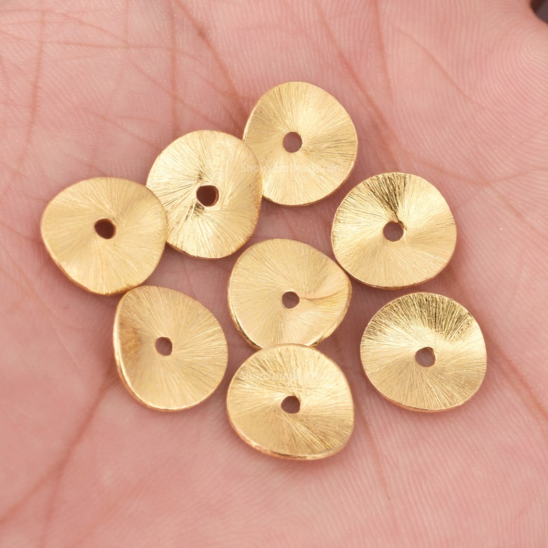 Gold Plated Wavy Disc Spacer Beads - 12mm