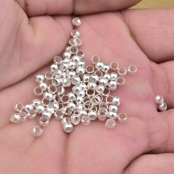 100 Pcs Silver Plated Crimp Cover for jewelry making – Madeinindia