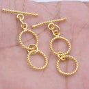 2 Rings Gold Plated Extendable Toggle T Bar Clasps