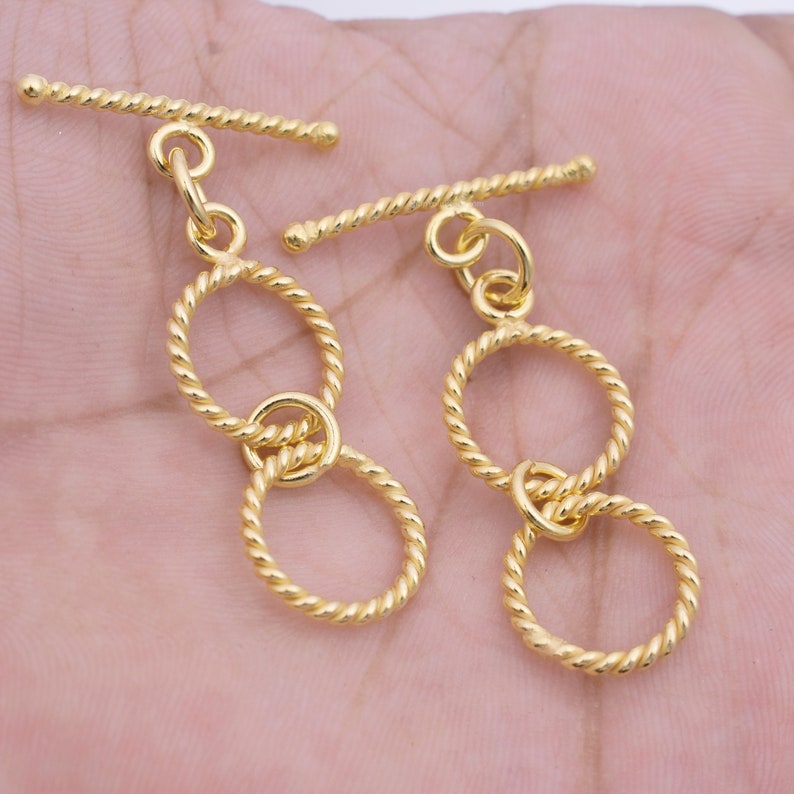 2 Rings Gold Plated Extendable Toggle T Bar Clasps