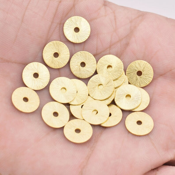 Gold Plated Heishi Flat Disc Spacer Beads - 10mm