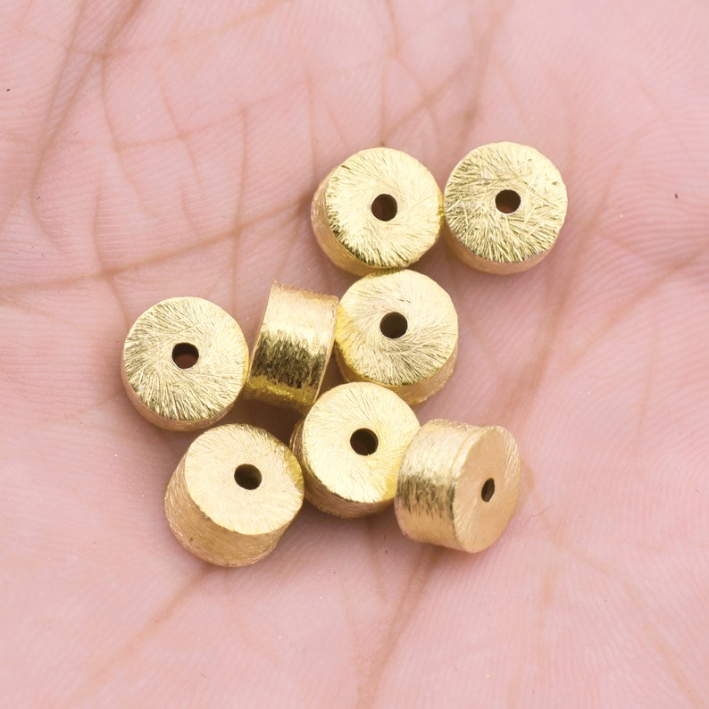 Gold Plated Cylinder Barrel Drum Beads - 4x8mm