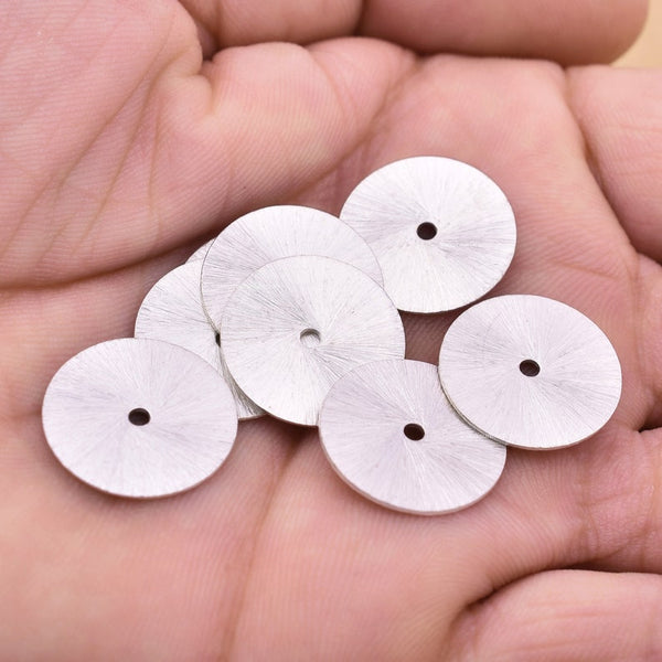 Silver Plated Heishi Flat Disc Spacer Beads - 18mm