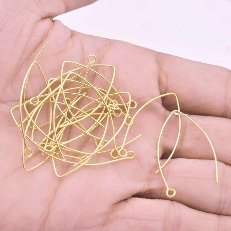 Gold Plated Unique French Ear Wire Fish Hooks - 32mm