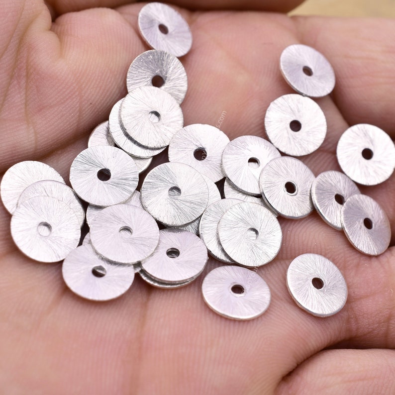 Silver Plated Heishi Flat Disc Spacer Beads - 10mm