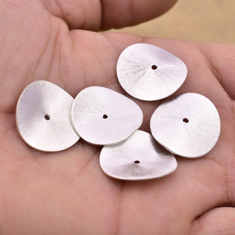 Silver Plated Wavy Disc Spacer Beads - 22mm