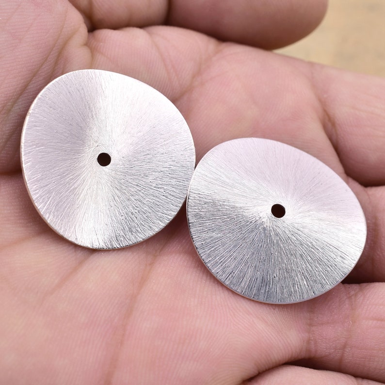 Silver Plated Wavy Disc Spacer Beads - 32mm