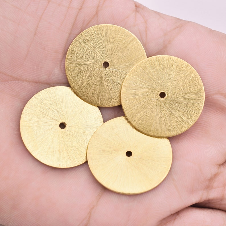 26mm - 4pc Large Heishi Beads, Brushed Gold Washer Beads, Flat Spacer Beads, Brushed for Jewelry Making Findings Supply
