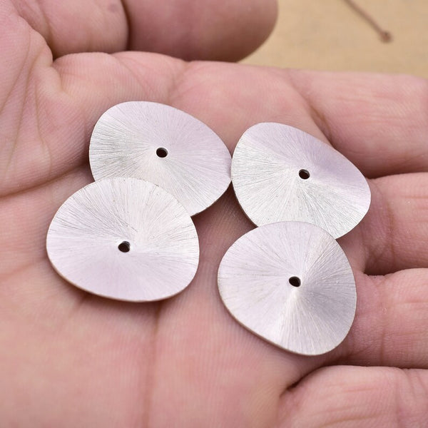Silver Plated Wavy Disc Spacer Beads - 24mm