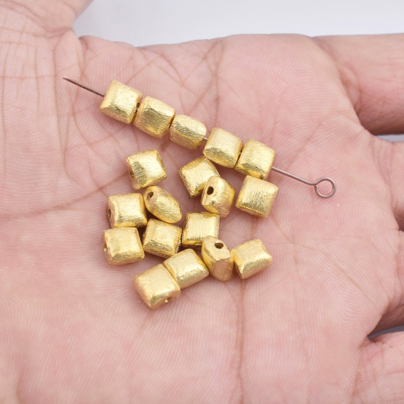 Gold Plated 6mm Square Cushion Spacer Beads
