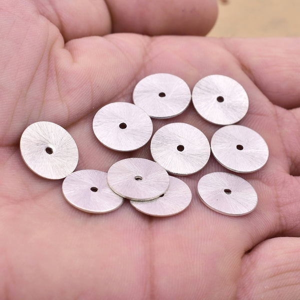 Silver Plated Heishi Flat Disc Spacer Beads - 14mm