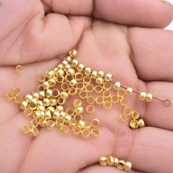 Gold Plated Crimp Bead Components - 3.5mm