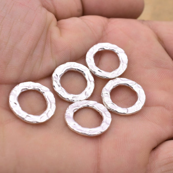 Silver Plated Hammered Washer Stamping Blanks Connector Charms