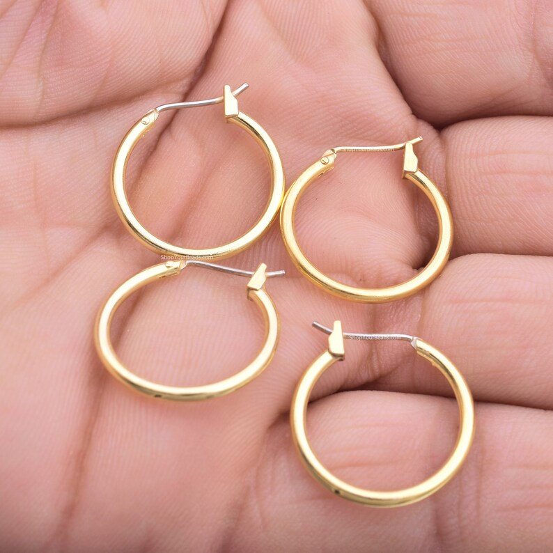 Gold Plated Earring Hoop Hooks - 20mm