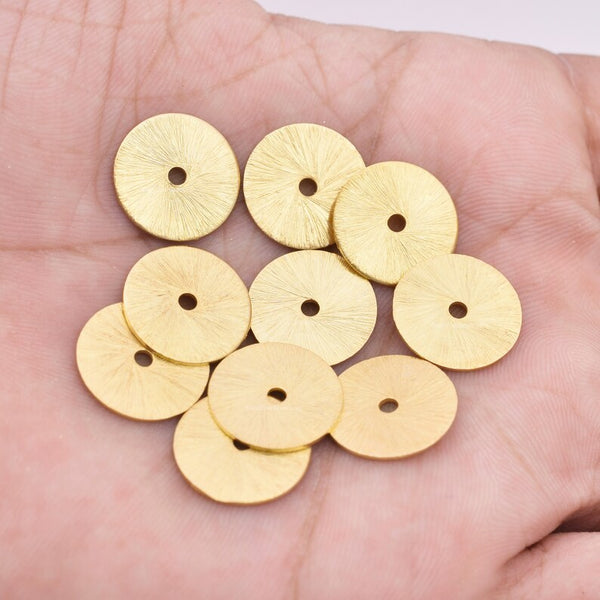 Gold Plated Heishi Flat Disc Spacer Beads - 14mm