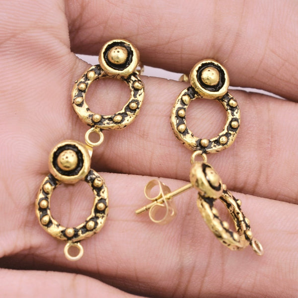 Antique Gold Plated Bali Earring Studs