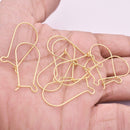 Gold Plated Kidney Ear Wire Hooks - 20mm