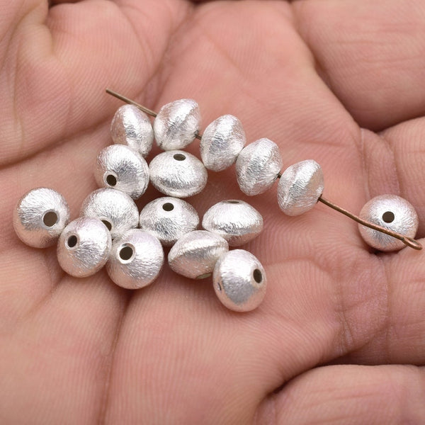 Silver Plated 8mm Bi-cone Saucer Spacer Beads