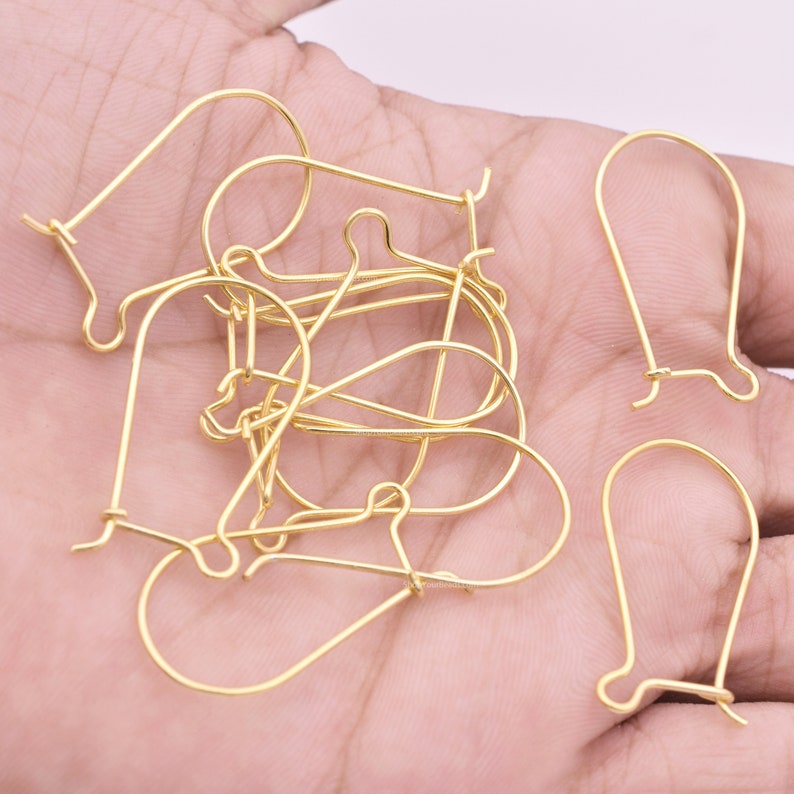 Gold Plated Kidney Ear Wire Hooks - 30mm