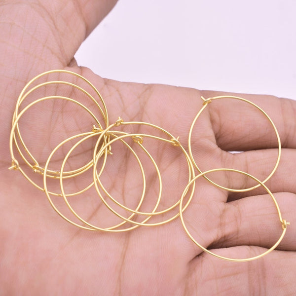 Gold Plated Earring Hoop Hooks Wire - 32mm