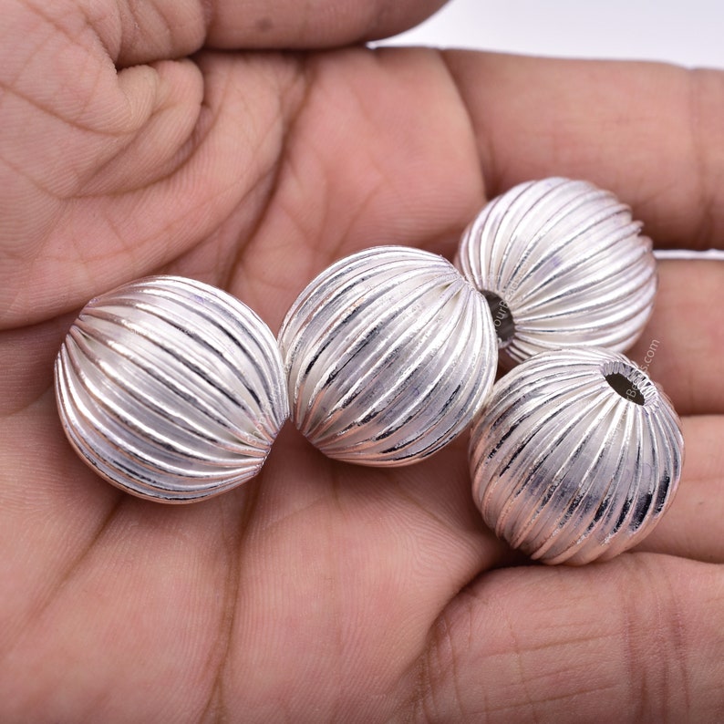 Silver Plated 20mm Corrugated Ball Spacer Beads